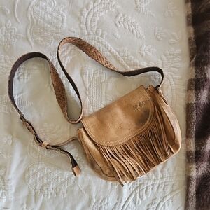 Bed Stu Brown Leather Crossbody Bag with Fringe